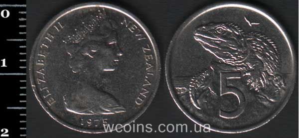 Монета Нова Зеландія 5 центів 1975