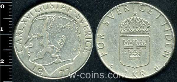 Монета Швеція 1 крона 1977