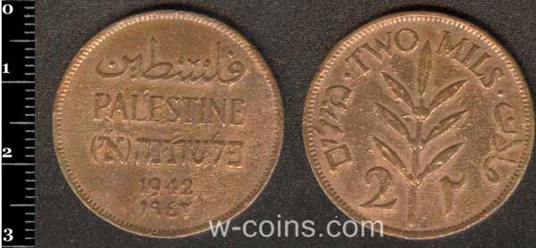 Монета Палестина 2 мілс 1942
