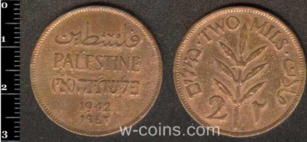 Монета Палестина 2 мілс 1942