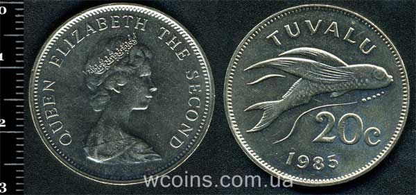 Монета Тувалу 20 центів 1985