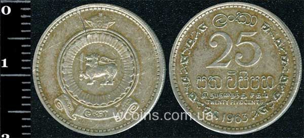 Монета Шрі-Ланка 25 центів 1963