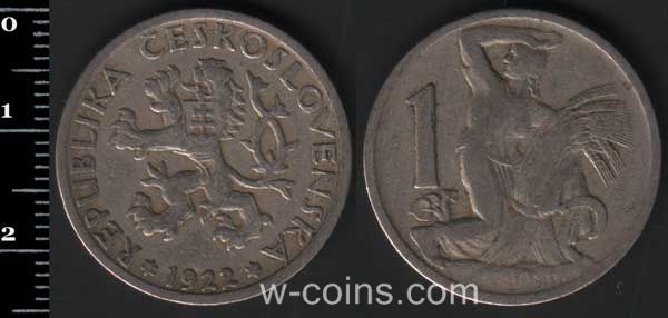 Монета Чехословаччина 1 крона 1922