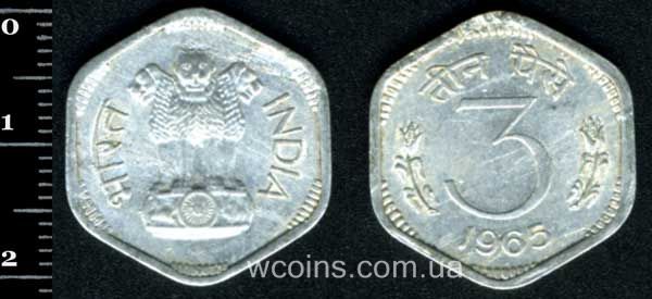 Монета Індія 3 пайса 1965