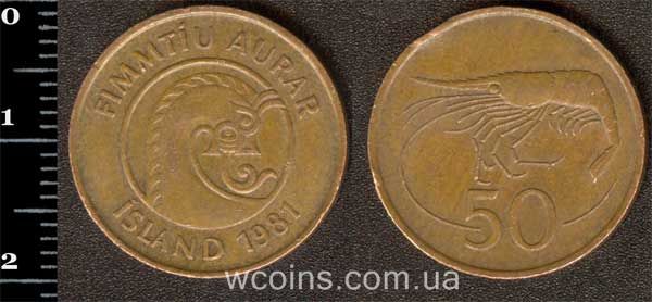 Монета Ісландія 50 ейре 1981