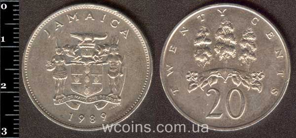 Монета Ямайка 20 центів 1989