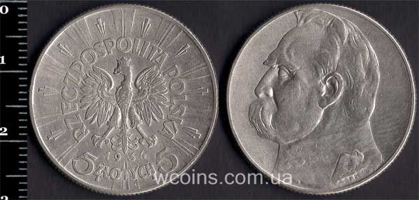 Монета Польща 5 злотих 1934