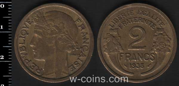 Монета Франція 2 франка 1933