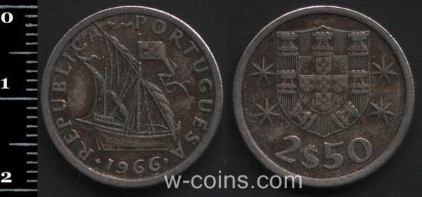Монета Портуґалія 2,5 ескудо 1966
