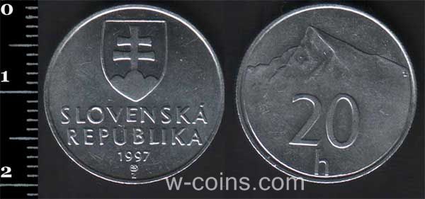 Монета Словаччина 20 геллерів 1997