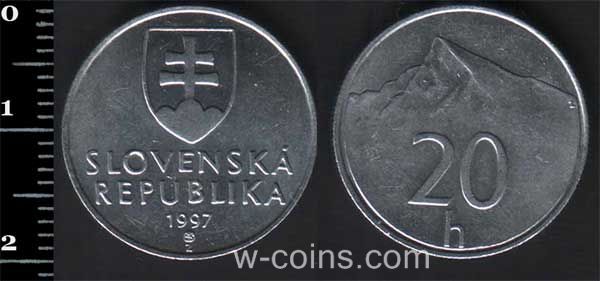 Монета Словаччина 20 геллерів 1997