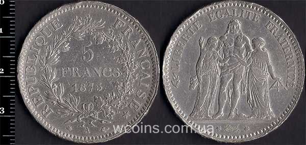 Монета Франція 5 франків 1875