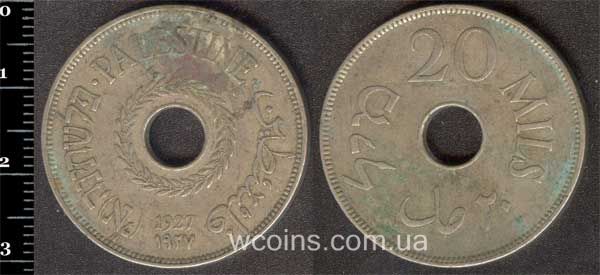 Монета Палестина 20 мілс 1927