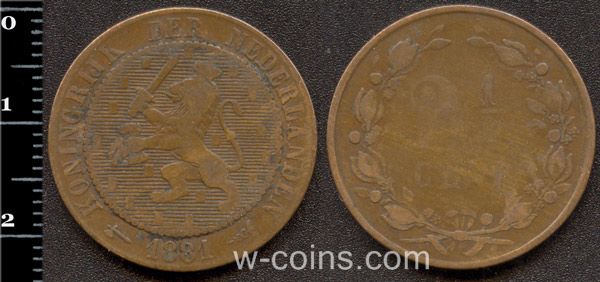 Монета Нідерланди 2,5 цента 1881