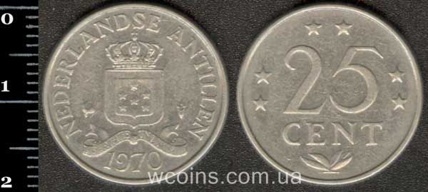 Монета Кюрасао 25 центів 1970