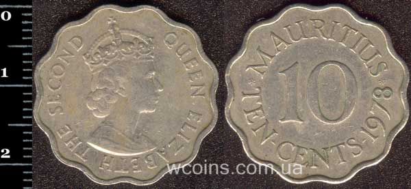 Монета Маврикій 10 центів 1978