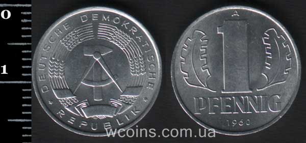 Монета Німеччина 1 пфеніг 1960
