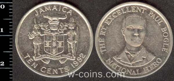 Монета Ямайка 10 центів 1992