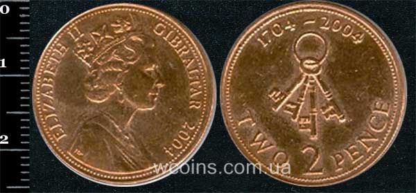 Монета Ґібралтар 2 пенса 2004