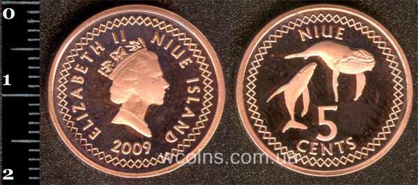 Монета Ніуе 5 центів 2009