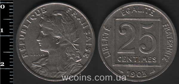 Монета Франція 25 сантимів 1903