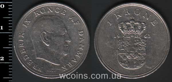 Coin Denmark 1 krone 1963
