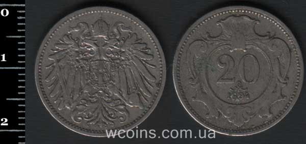 Coin Austria 20 heller 1898