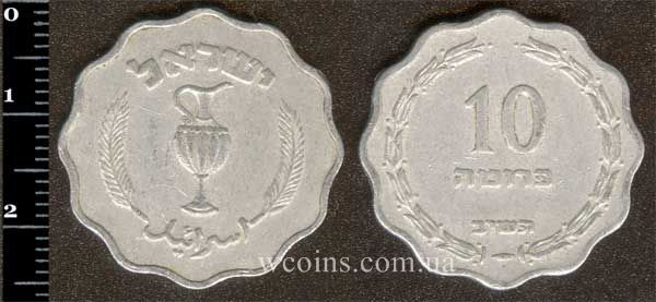 Coin Israel 10 prutah 1952