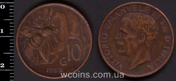 Монета Італія 10 чентезимо 1922