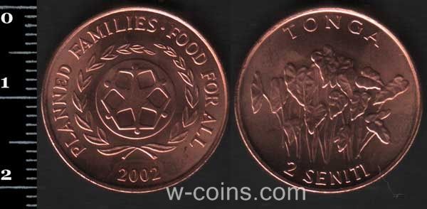 Монета Тонга 2 сеніті 2002