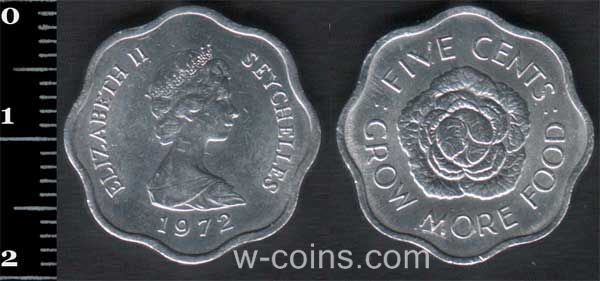 Монета Сейшельські Острови 5 центів 1972