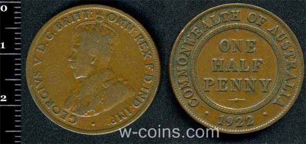 Монета Австралія 1/2 пенні 1922