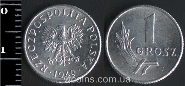 Монета Польща 1 грош 1949
