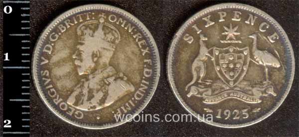 Монета Австралія 6 пенсів 1925