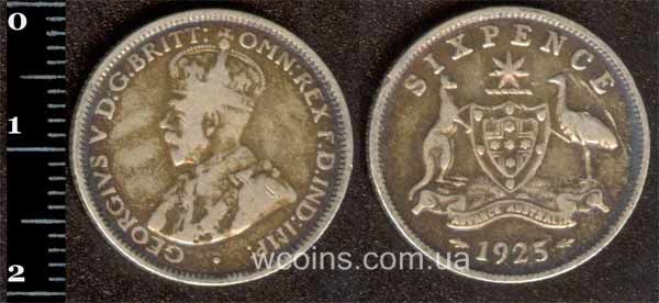 Монета Австралія 6 пенсів 1925