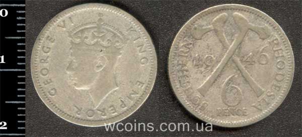 Монета Зімбабве 6 пенсів 1946