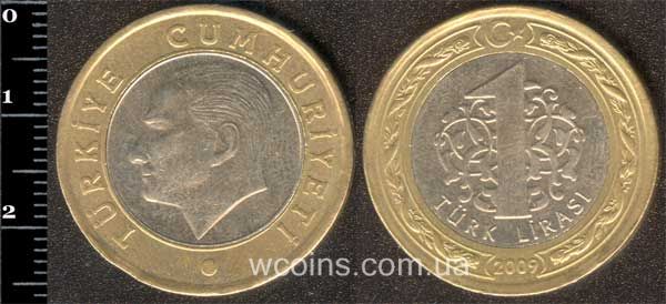 Coin Turkey 1 lira 2009