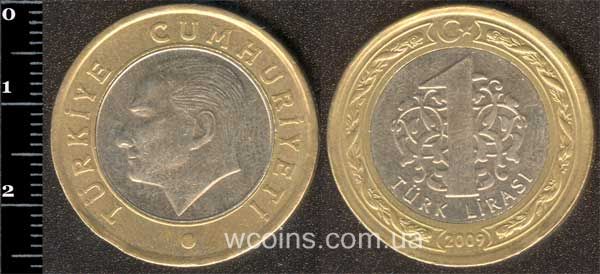 Монета Турція 1 ліра 2009