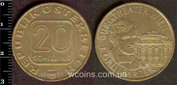 Coin Austria 20 shillings 1991