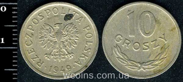 Монета Польща 10 грошей 1949