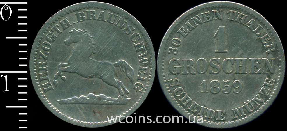 Монета Брауншвейг-Вольфенбюттель 1 грош 1859