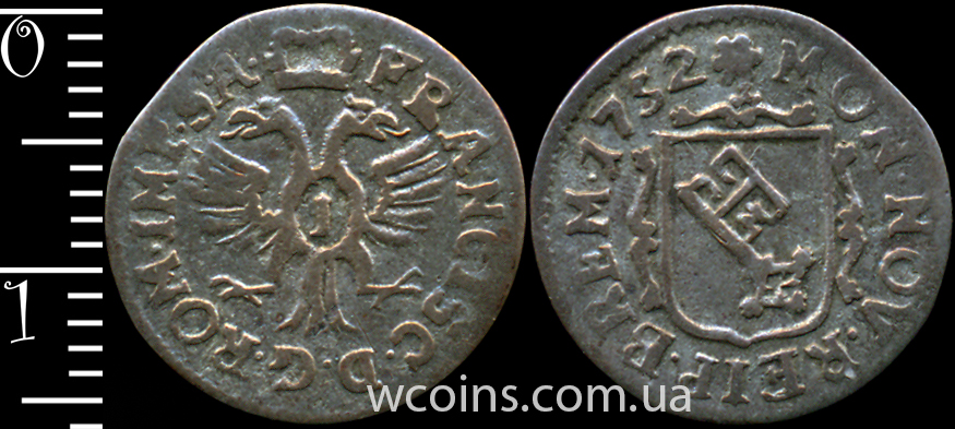 Монета Бремен 1 гротен 1752
