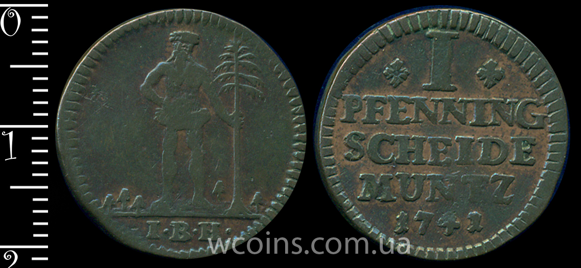 Монета Брауншвейг-Вольфенбюттель 1 пфеніг 1741