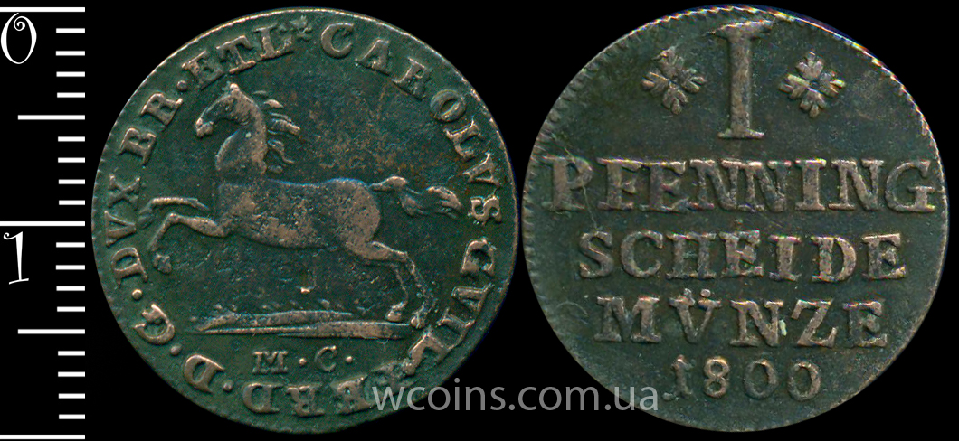 Монета Брауншвейг-Вольфенбюттель 1 пфеніг 1800