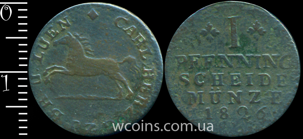 Coin Brunswick-Wolfenbuttel 1 pfennig 1826