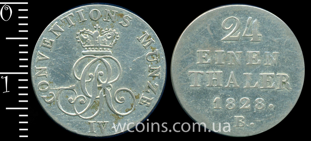 Монета Ганновер 1/24 талера 1828 В