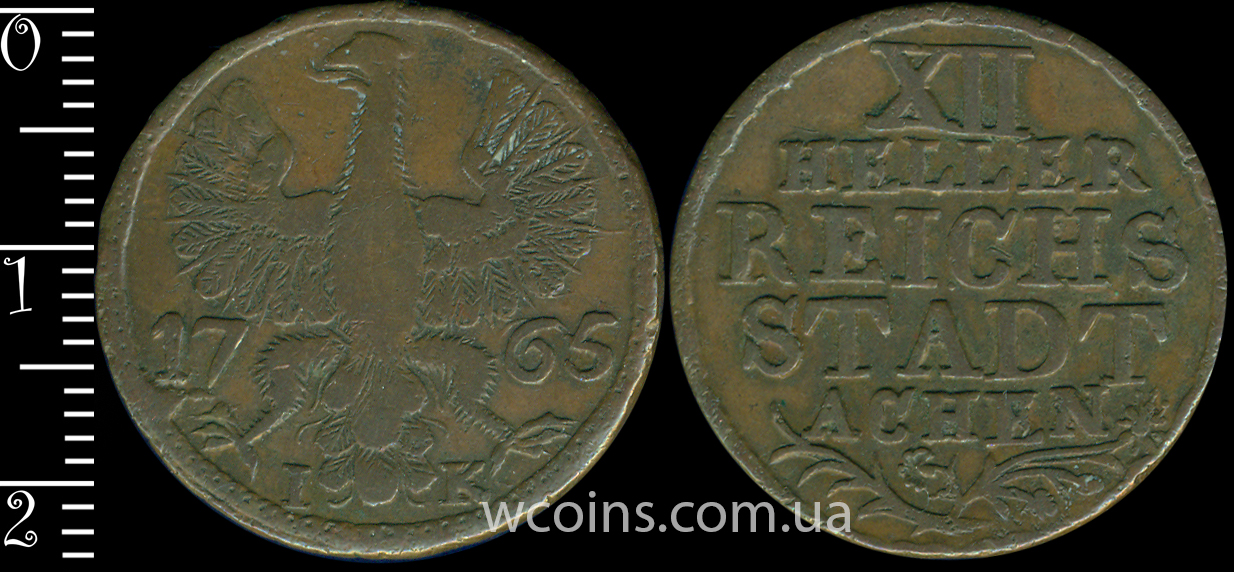 Coin Aachen 12 heller 1765 IK
