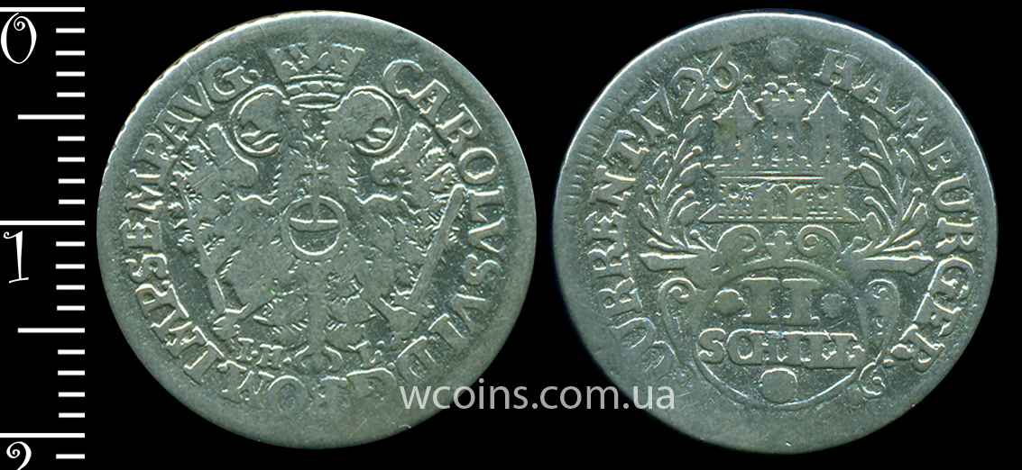 Coin Hamburg 2 shilling 1726 IHL