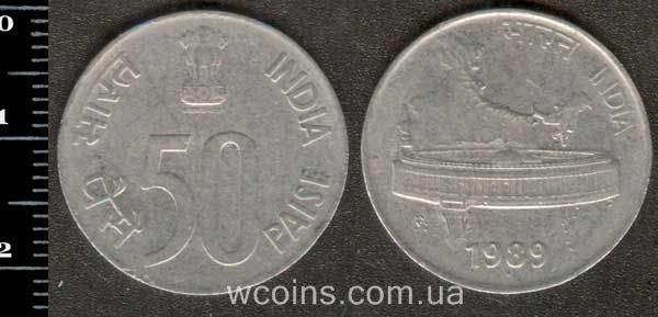 Монета Індія 50 пайс 1989