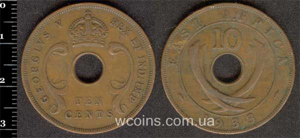 Монета Британска Східна Африка 10 центів 1933
